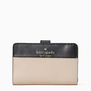 Staci colorblock medium compact bifold wallet - WARM BEIGE MULTI